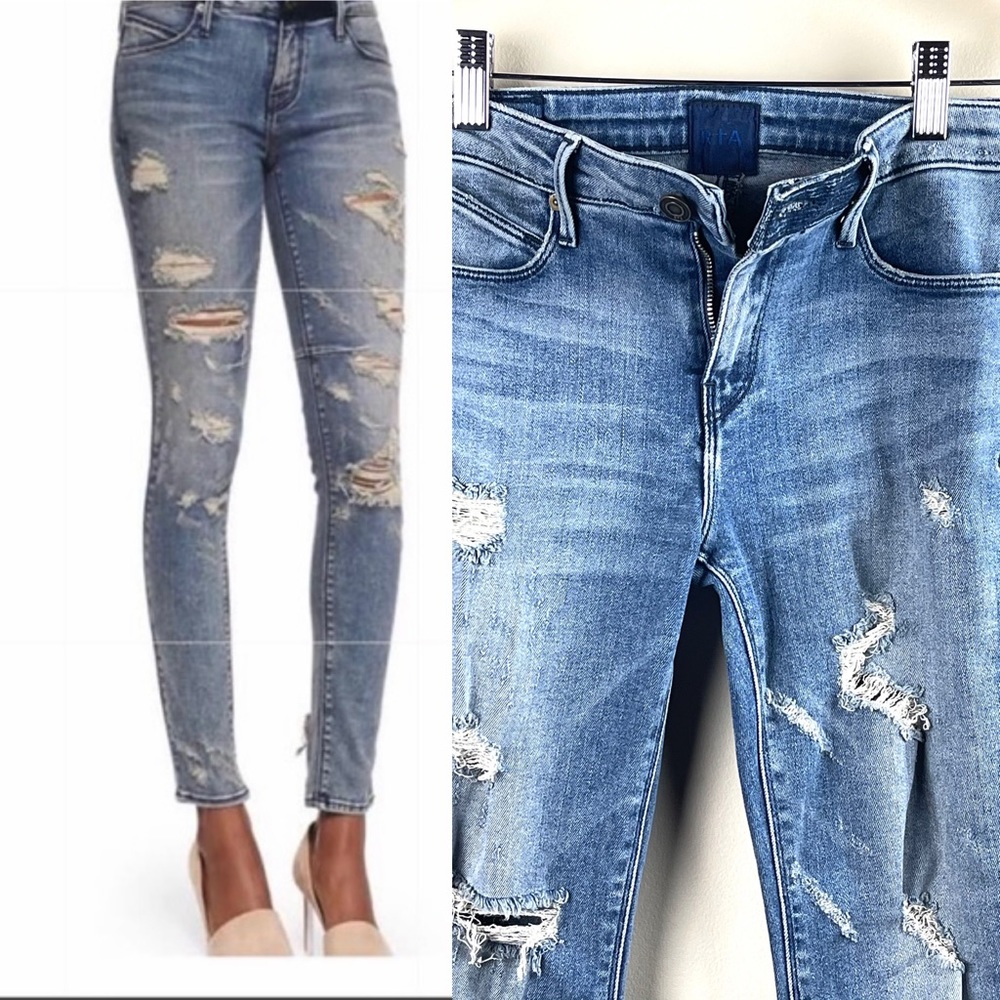 RTA “Road to Awe” Women’s Destroyed Monroe Jeans in Grande Blue Color. Size 26.